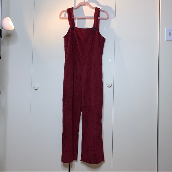 Burgundy ribbed jumpsuit - Picture 1 of 5